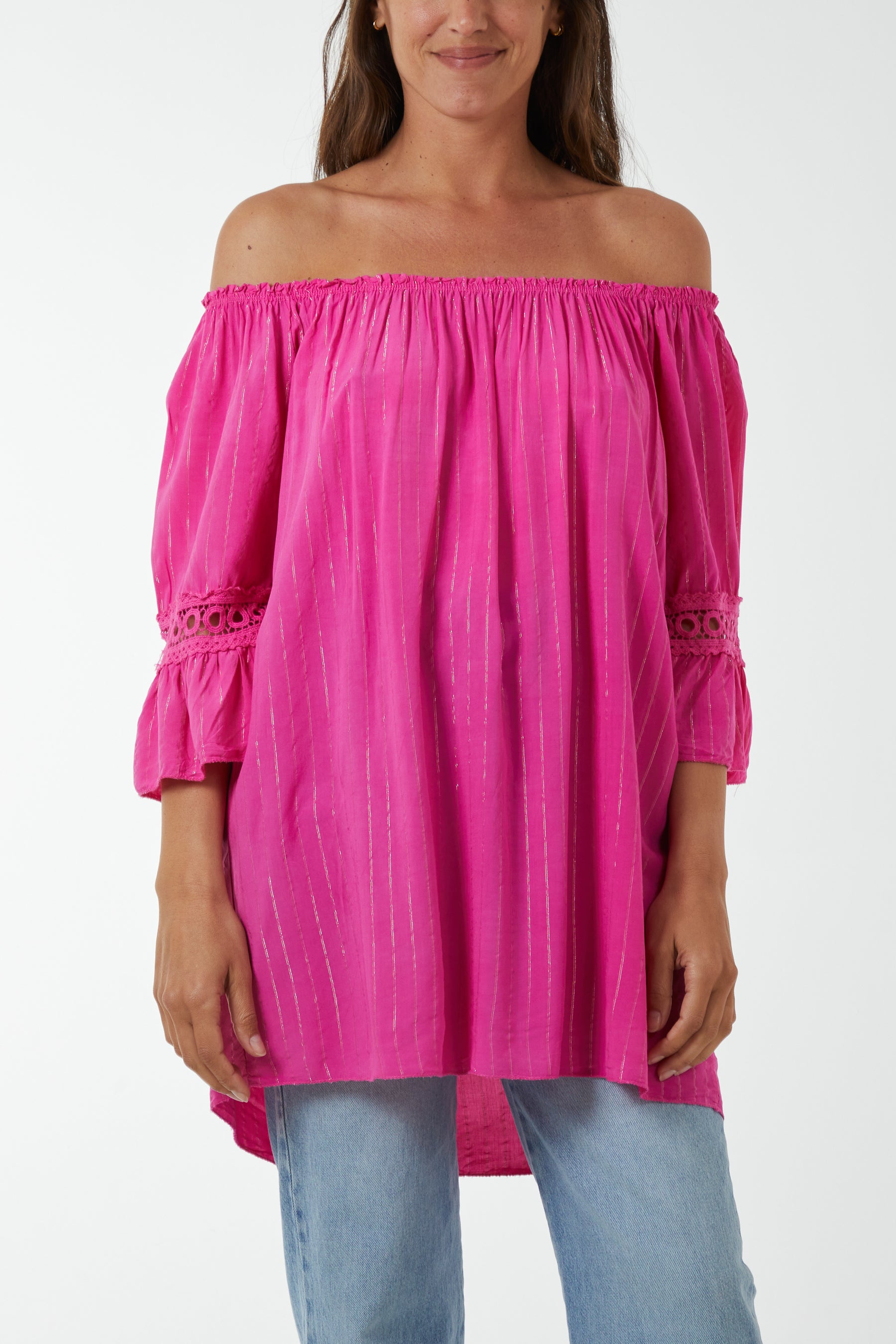 Metallic Stripe Bardot Top