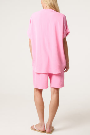 V-Neck Top and Shorts Co-Ord Set