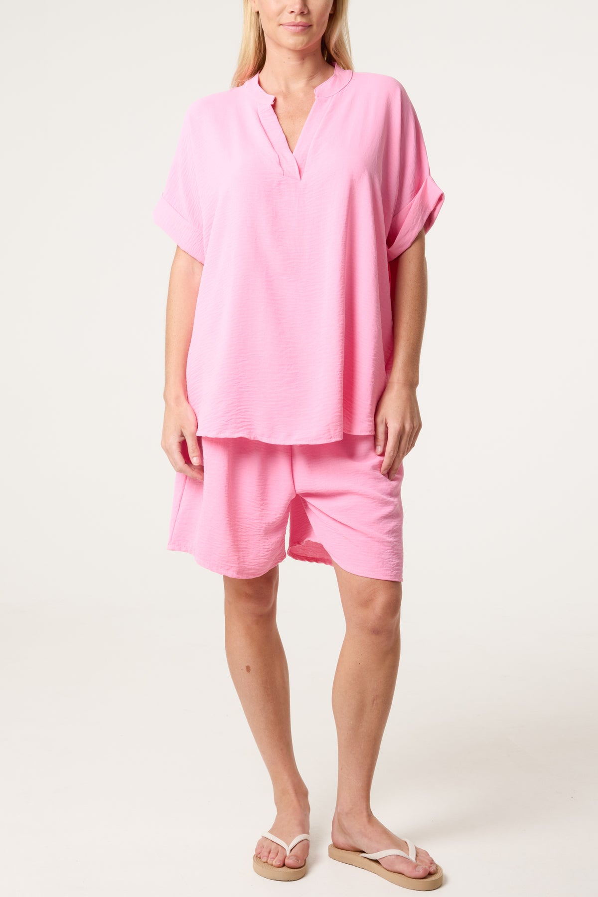 V-Neck Top and Shorts Co-Ord Set