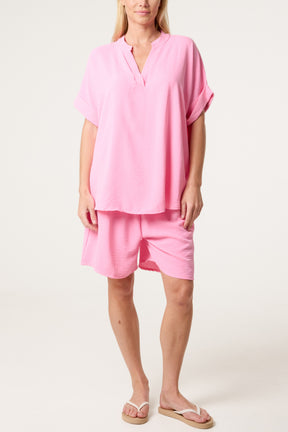 V-Neck Top and Shorts Co-Ord Set