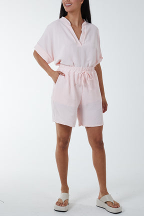 V-Neck Top and Shorts Co-Ord Set