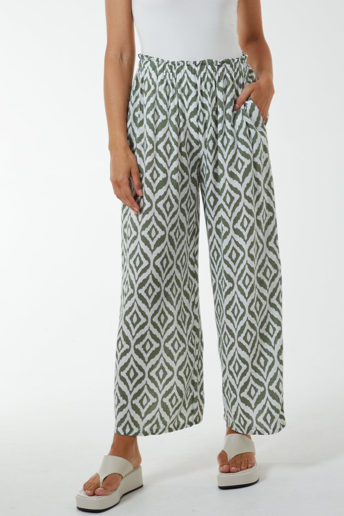 Geometric Print Wide Leg Trousers