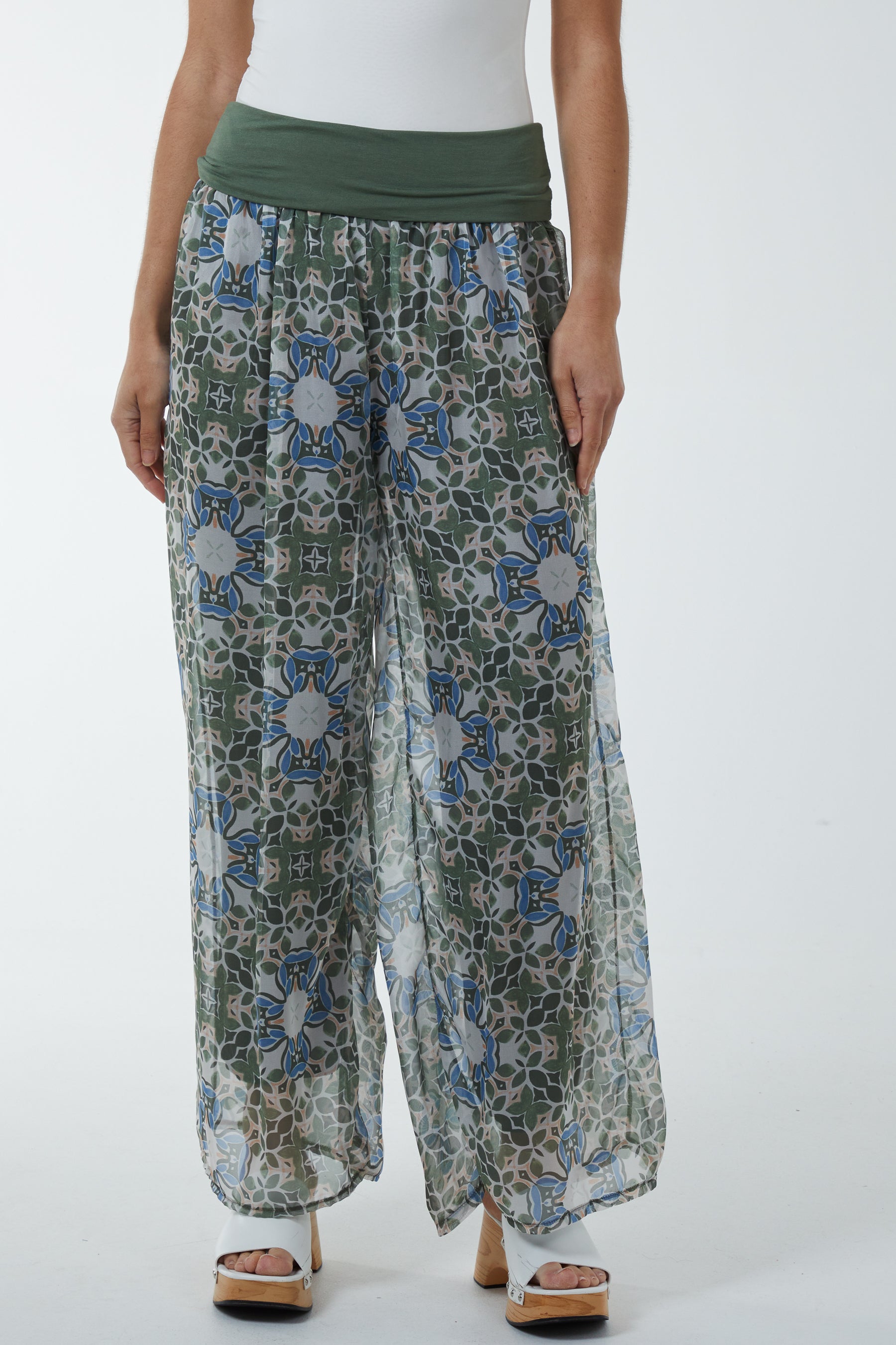 Mosaic Print Sheer Trousers