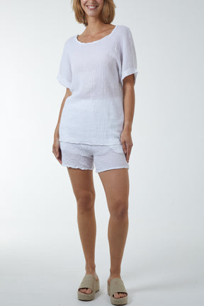 Linen Short Sleeve Top & Shorts Co-Ord