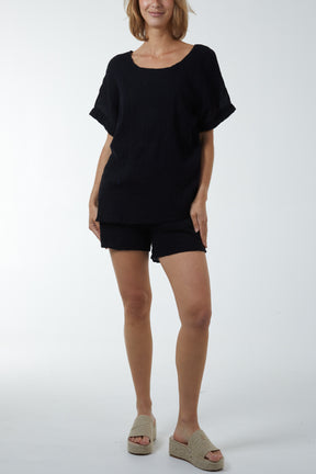 Linen Short Sleeve Top & Shorts Co-Ord