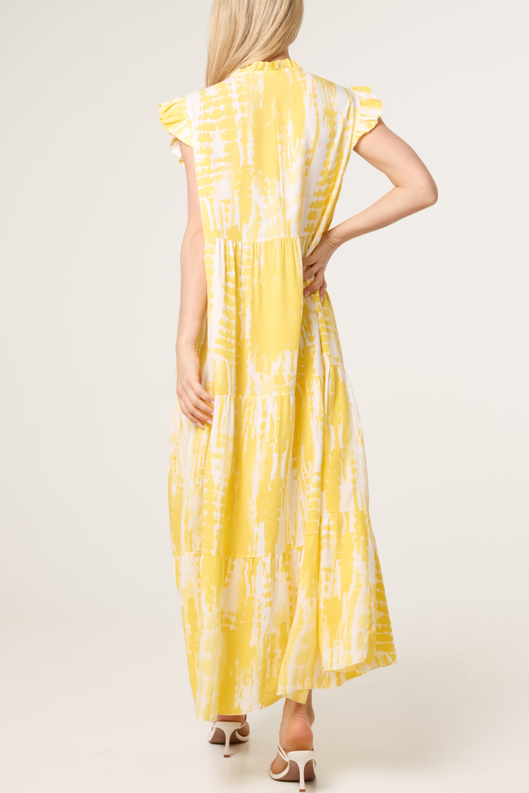 Frill Sleeve Tiered Midi Dress