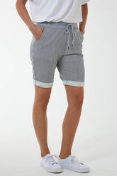 Stripe Shorts with Contrasted Waist