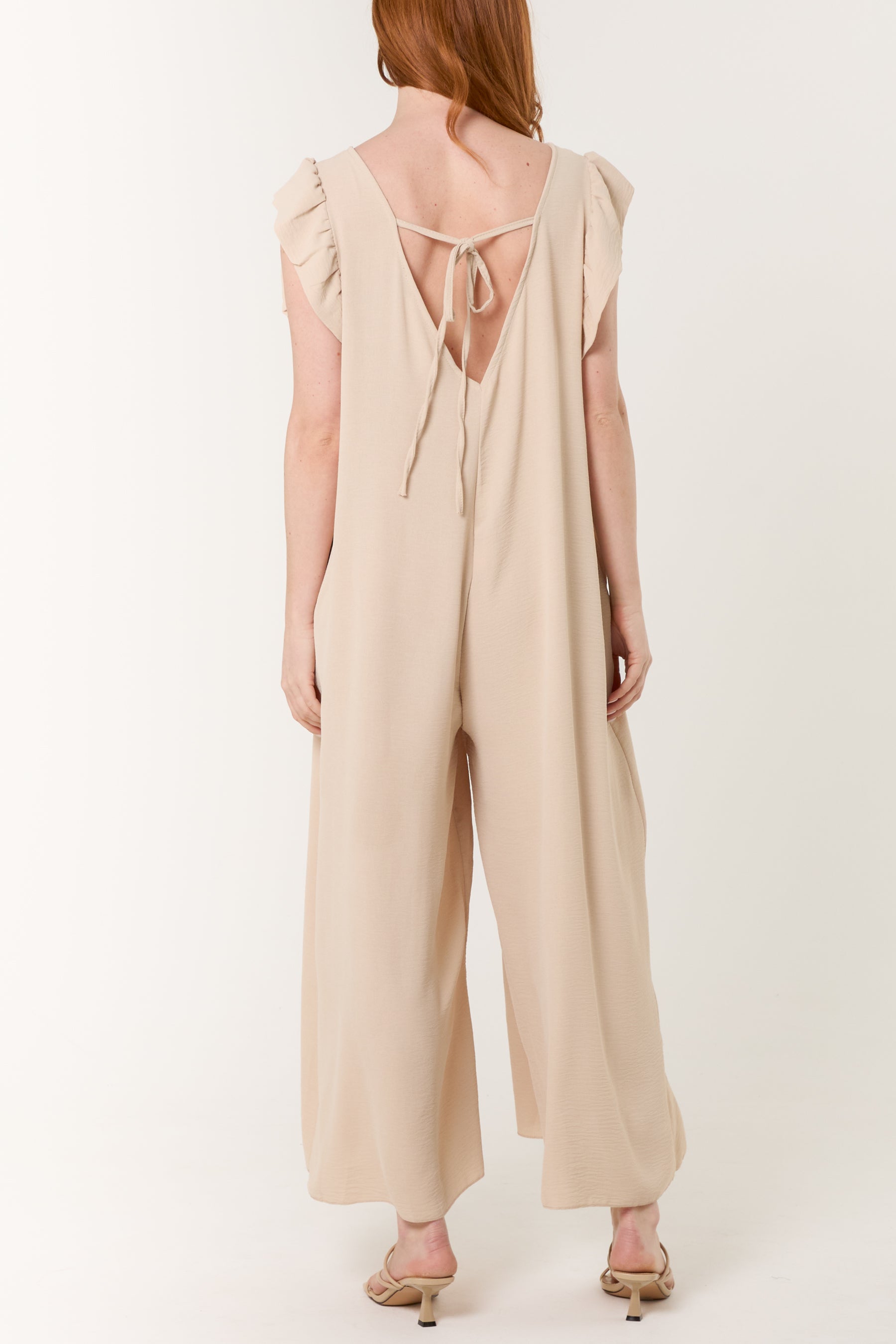 Ruffle Sleeve Wide Leg Jumpsuit