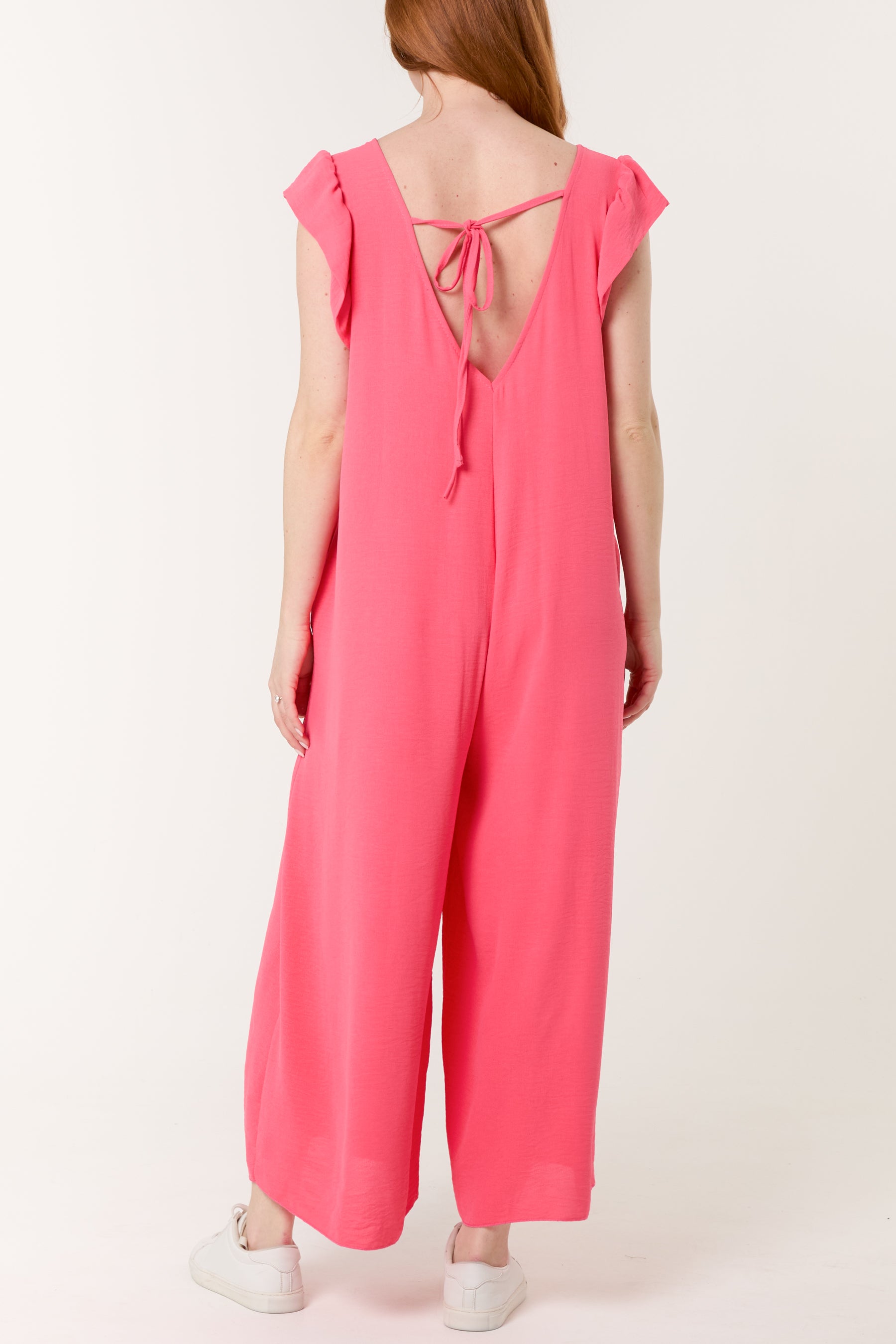 Ruffle Sleeve Wide Leg Jumpsuit