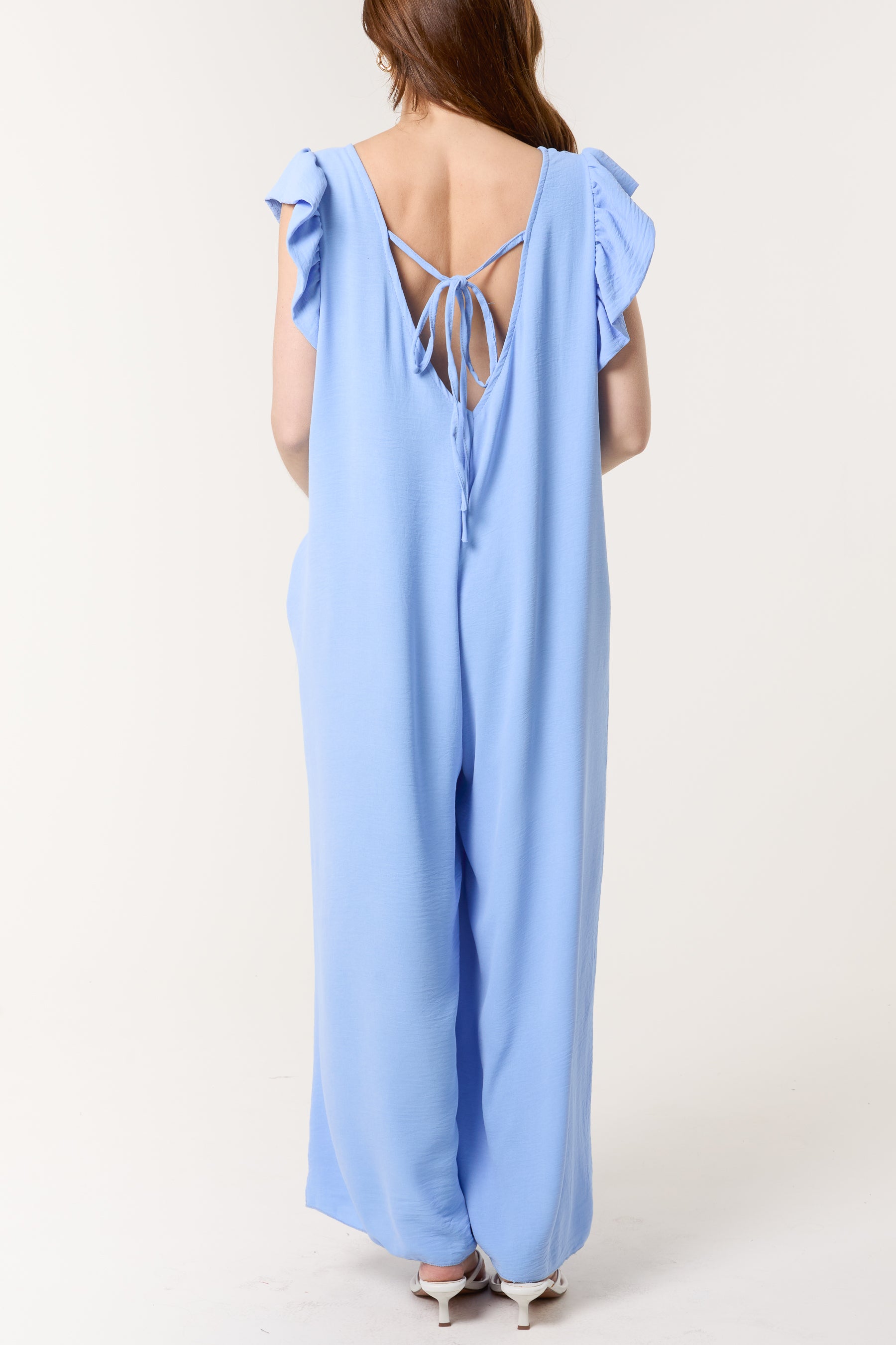 Ruffle Sleeve Wide Leg Jumpsuit