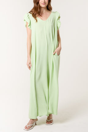 Ruffle Sleeve Wide Leg Jumpsuit