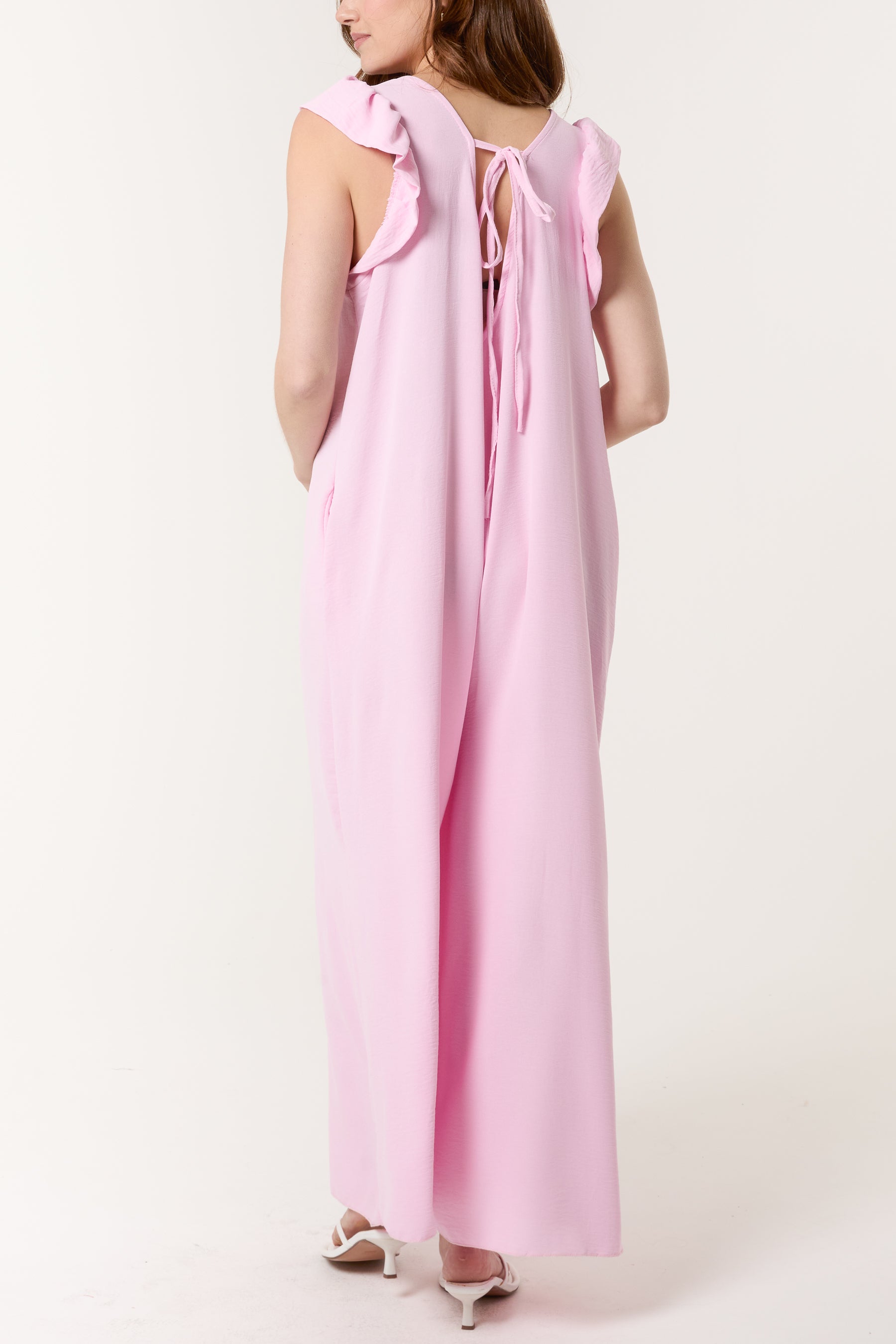 Ruffle Sleeve Wide Leg Jumpsuit