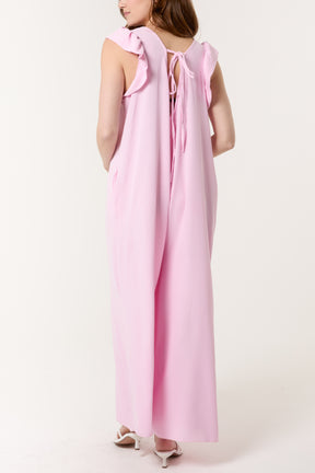 Ruffle Sleeve Wide Leg Jumpsuit