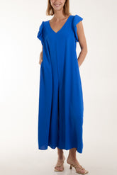 Ruffle Sleeve Wide Leg Jumpsuit