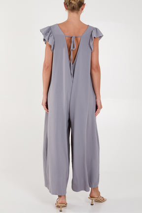 Ruffle Sleeve Wide Leg Jumpsuit