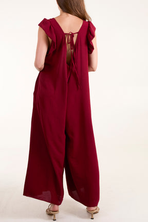 Ruffle Sleeve Wide Leg Jumpsuit