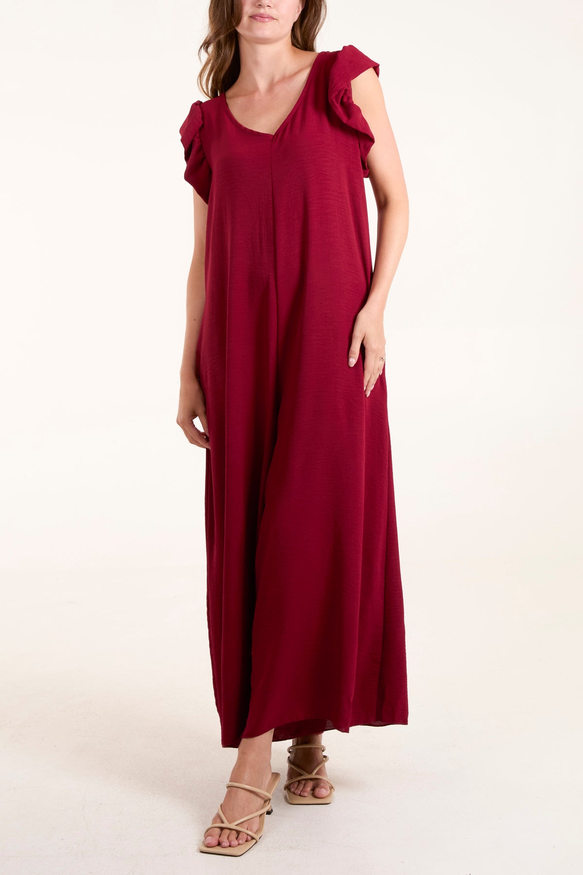 Ruffle Sleeve Wide Leg Jumpsuit