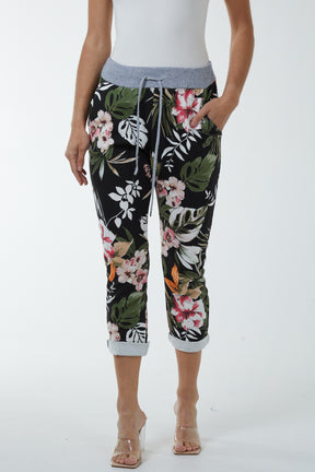 Contrast Waist Tropical Trousers