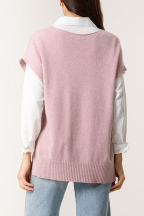 V-Neck Side Split Knit Vest