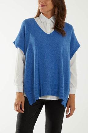 V-Neck Side Split Knit Vest