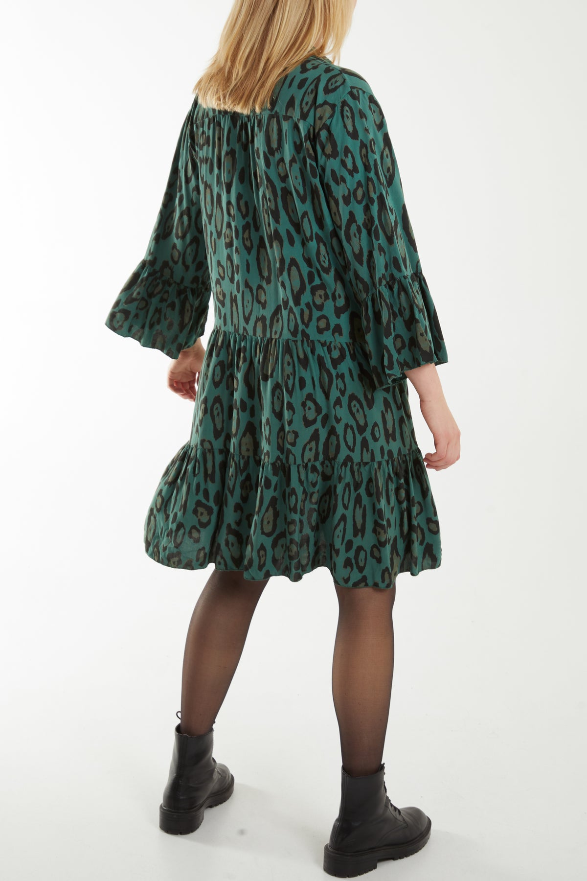 Leopard Print Tiered Midi Dress