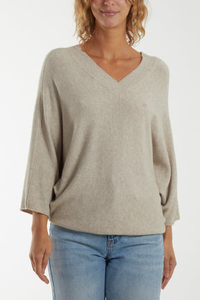 Cropped Soft Touch 3/4 Sleeve Jumper