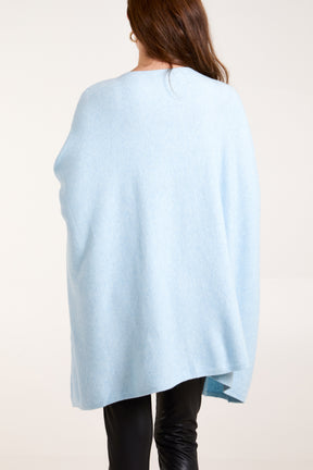 Ribbed Star Batwing Poncho