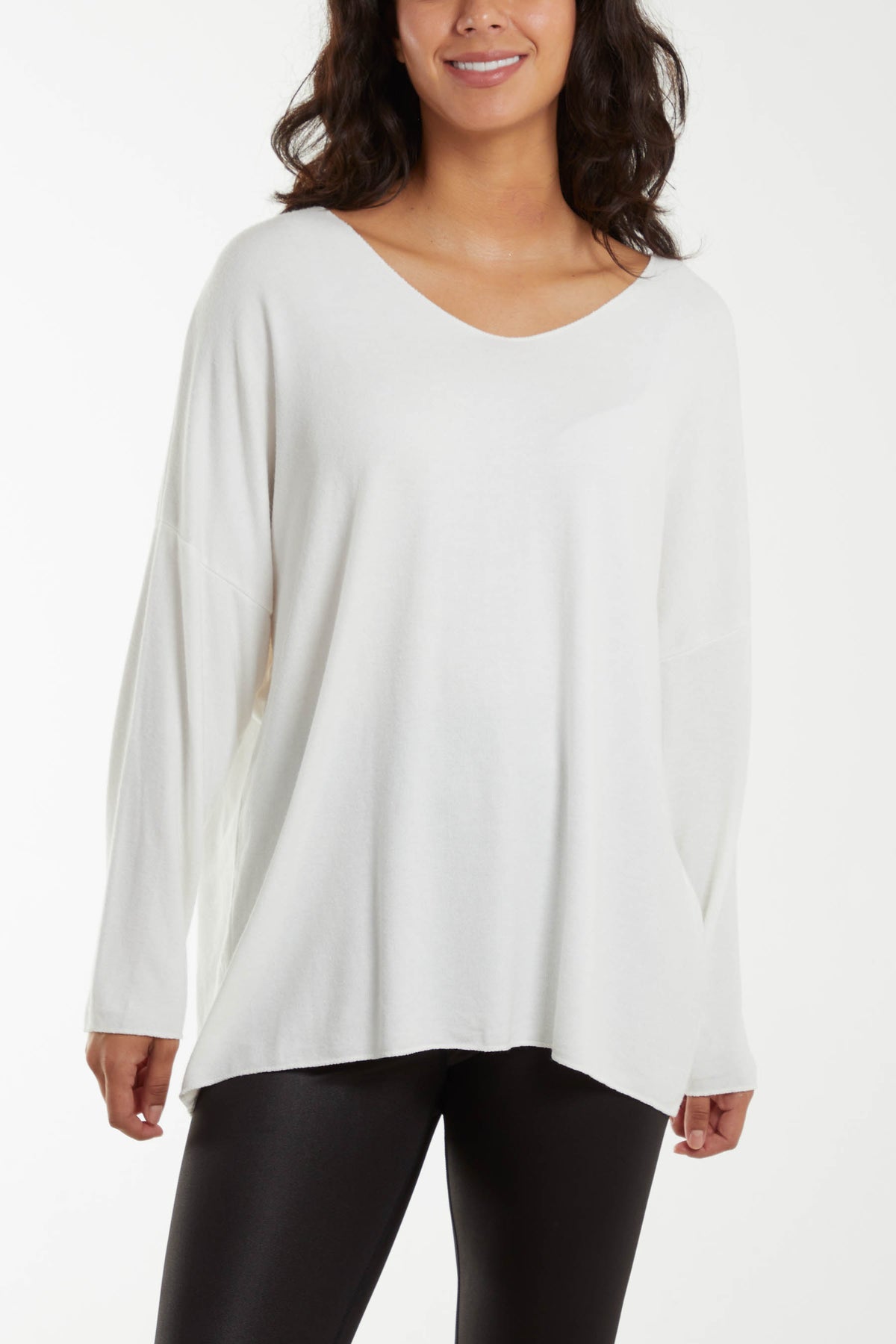 Basic V-Neck Raw Edge Jumper