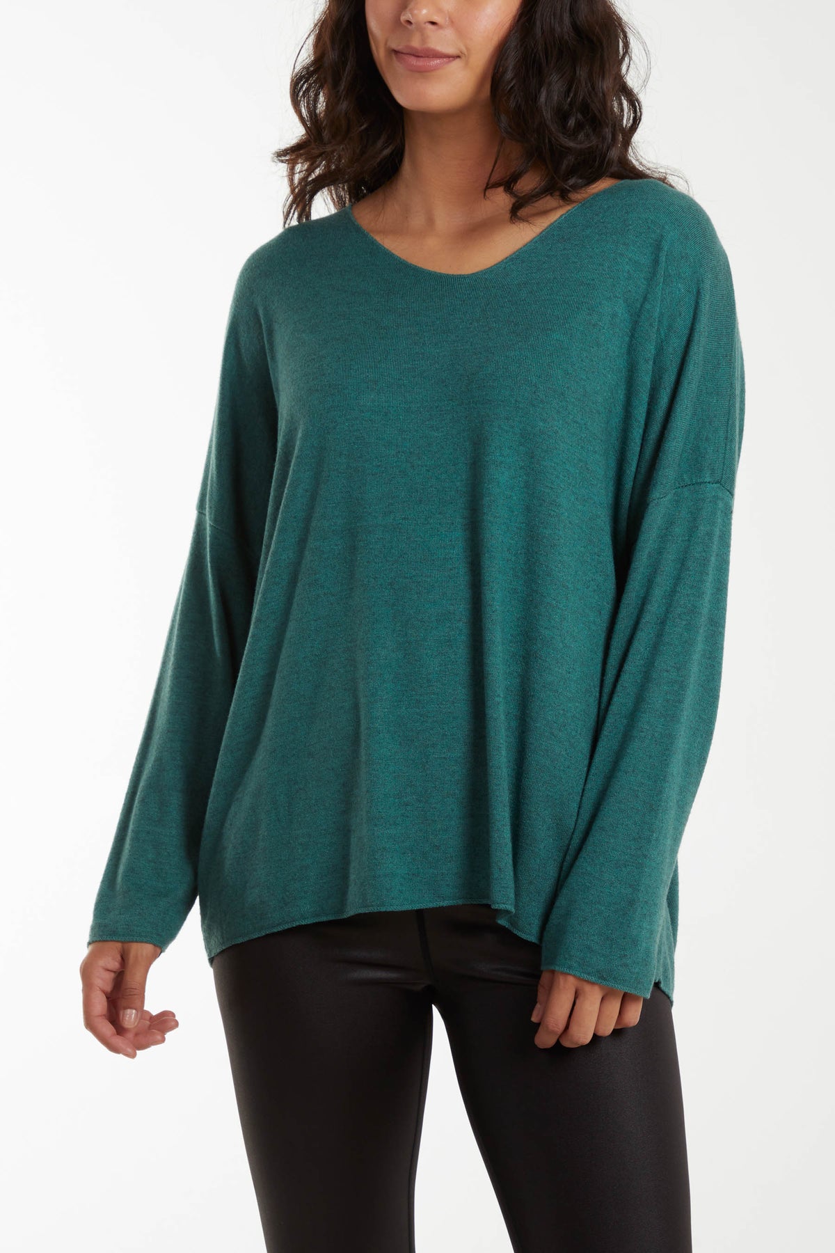 Basic V-Neck Raw Edge Jumper