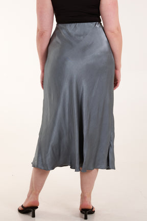 Waistband Satin Midi Skirt