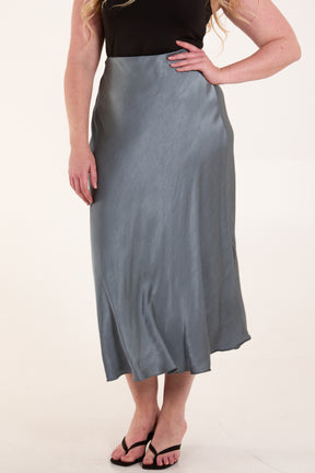 Waistband Satin Midi Skirt