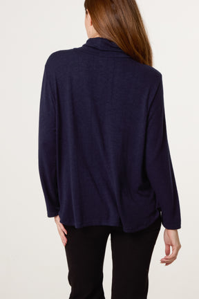 Fine Knit Roll Neck Jumper with Necklace