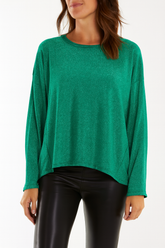 Round Neck Long Sleeve Shimmer Top