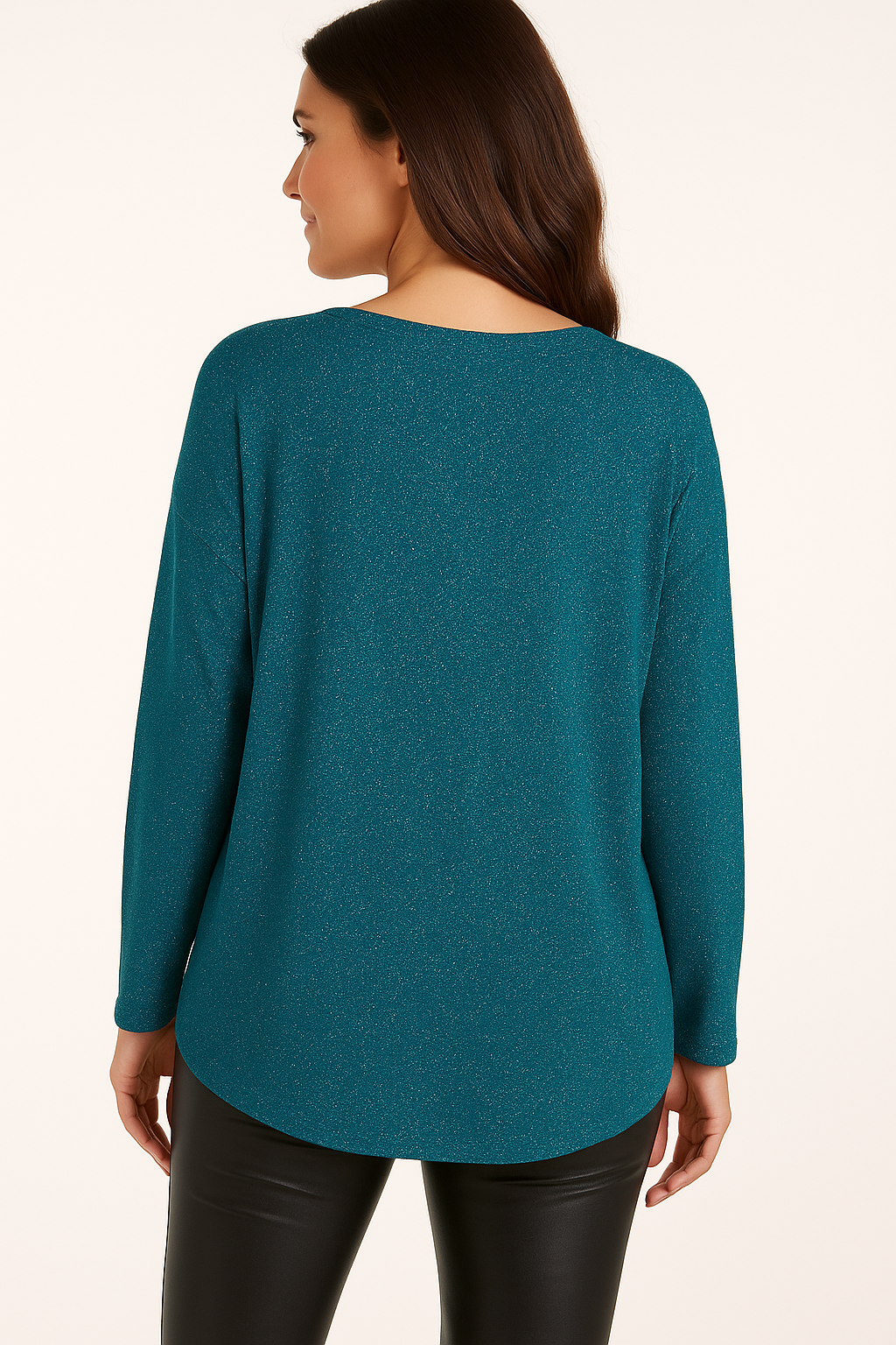 Round Neck Long Sleeve Shimmer Top