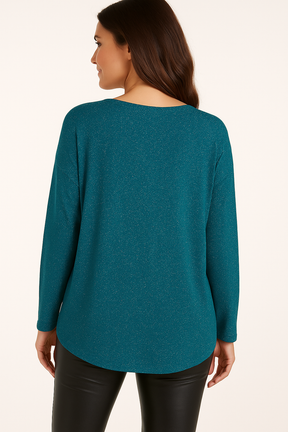 Round Neck Long Sleeve Shimmer Top