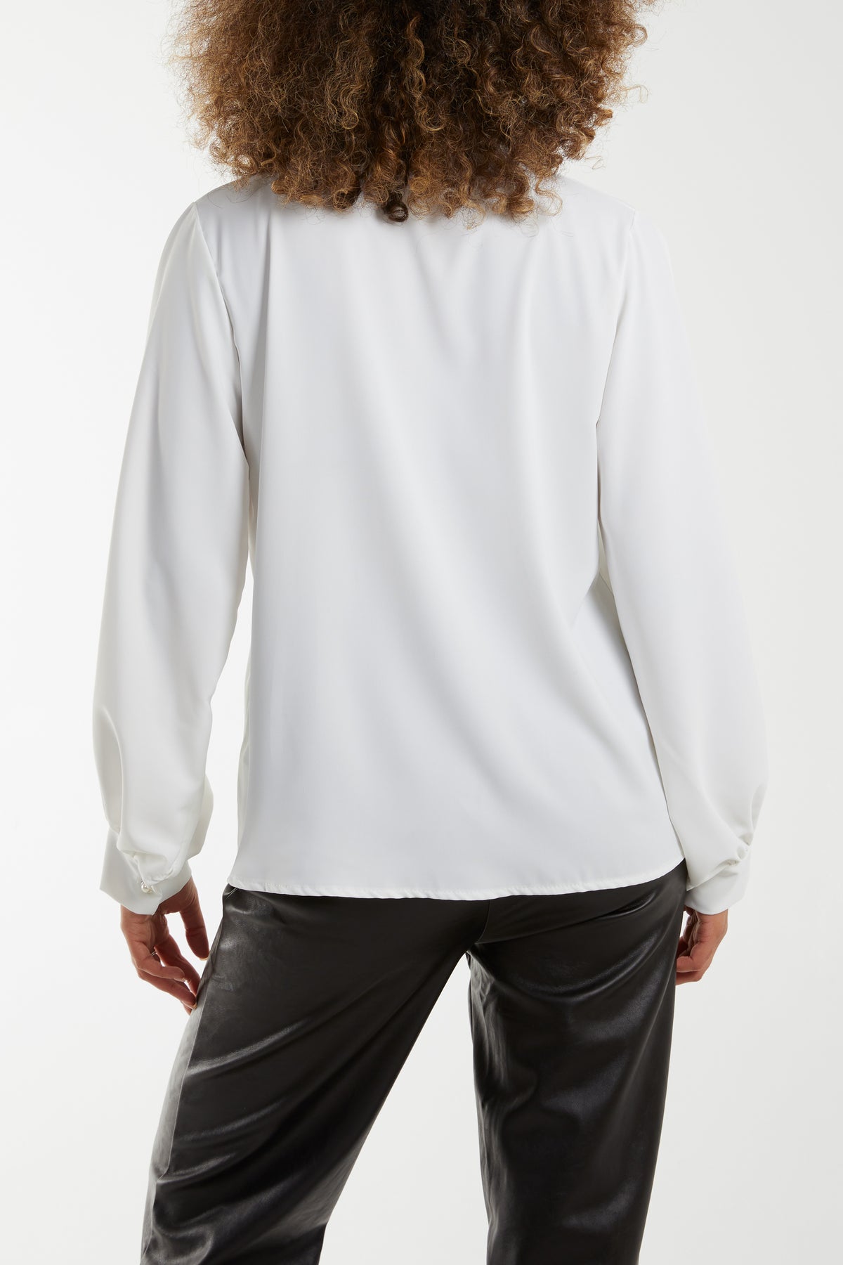 Pearl Diamante Keyhole Collar Blouse