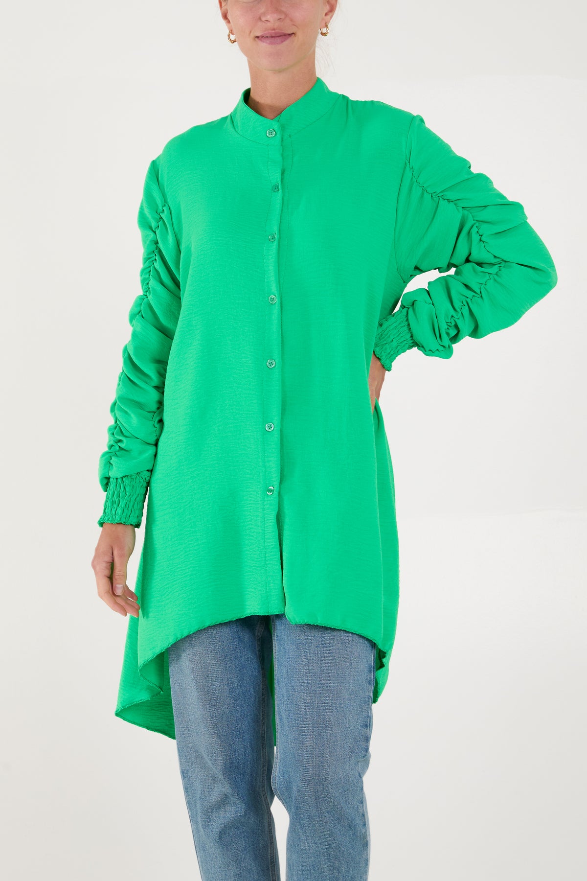 Elasticated Sleeve Oversized Blouse