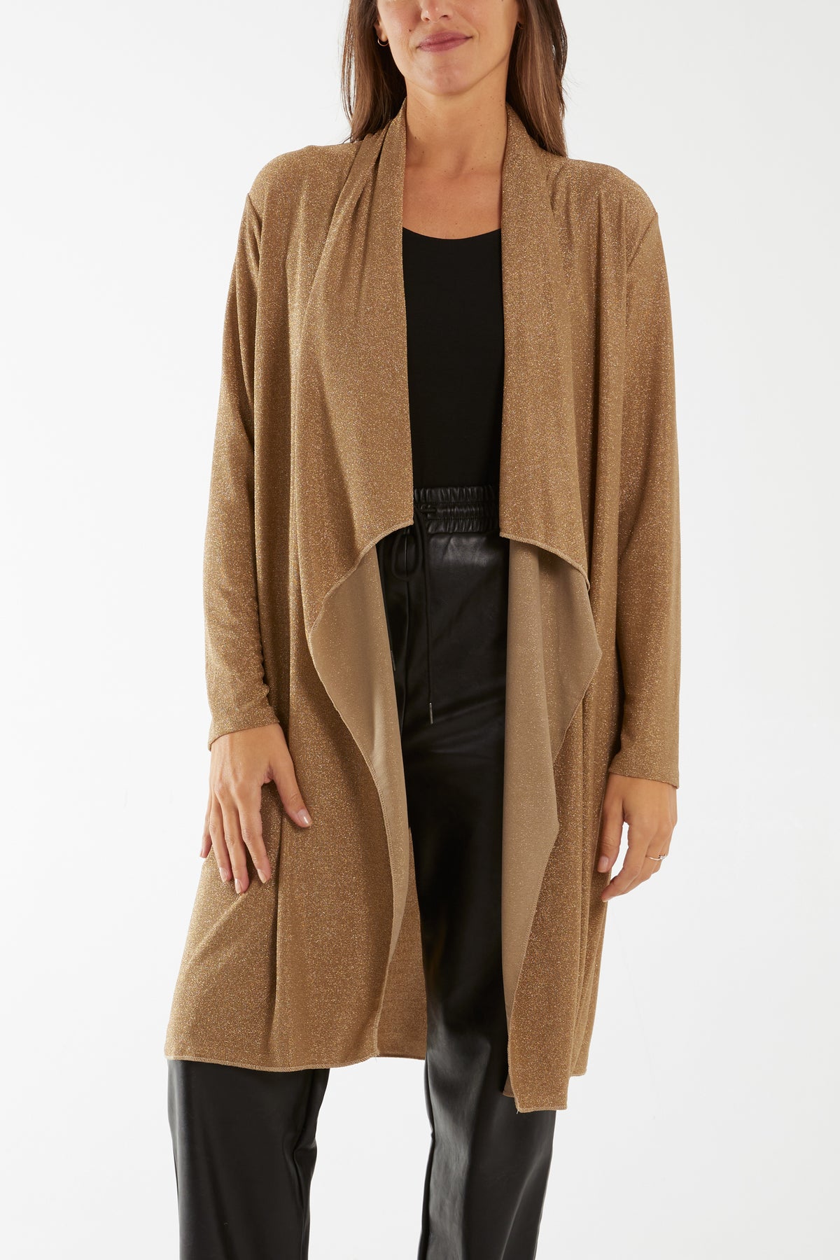 Long Sleeve Waterfall Lurex Jacket