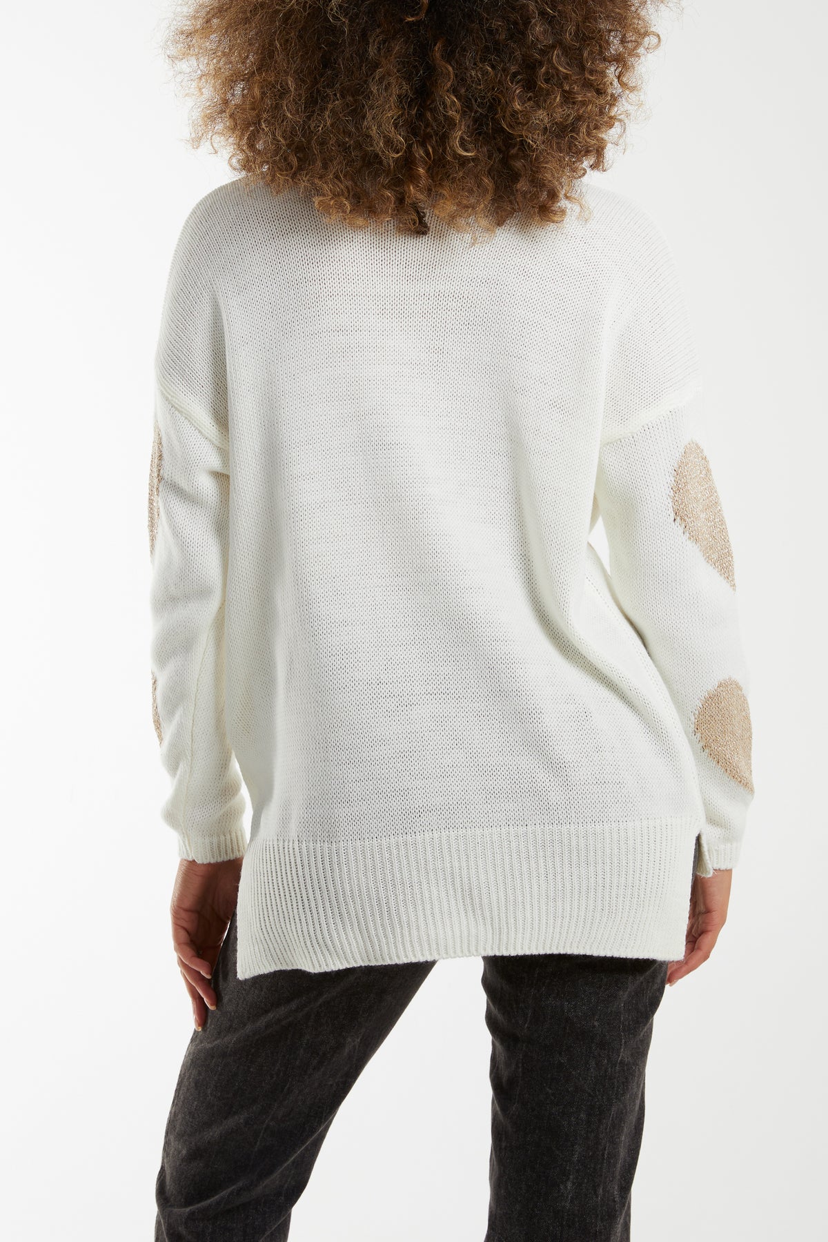 Lurex Hearts Roll Neck Jumper
