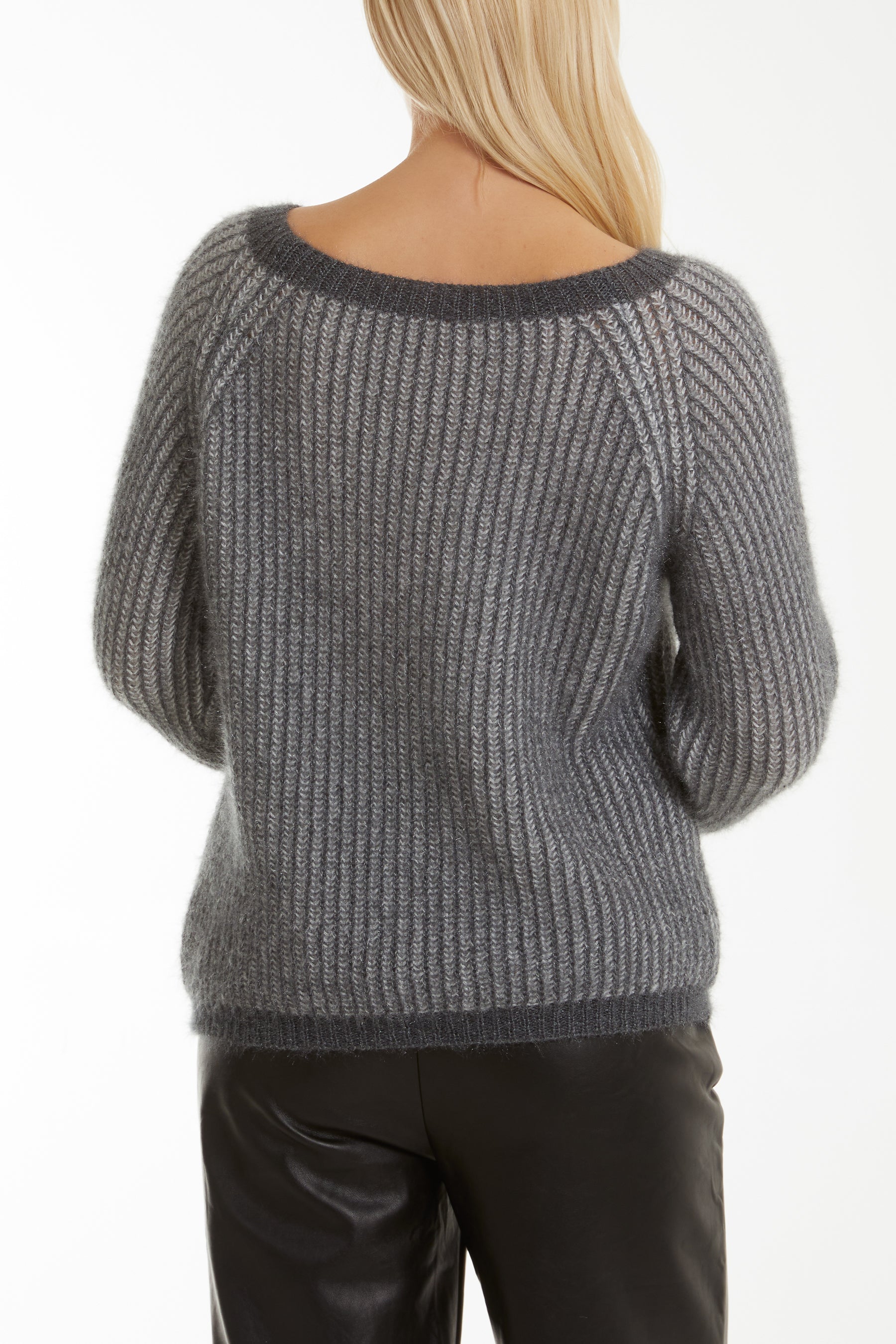 Soft Touch Two Tone Ribbed Jumper