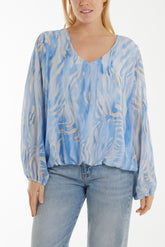 Animal Print V-Neck Blouse