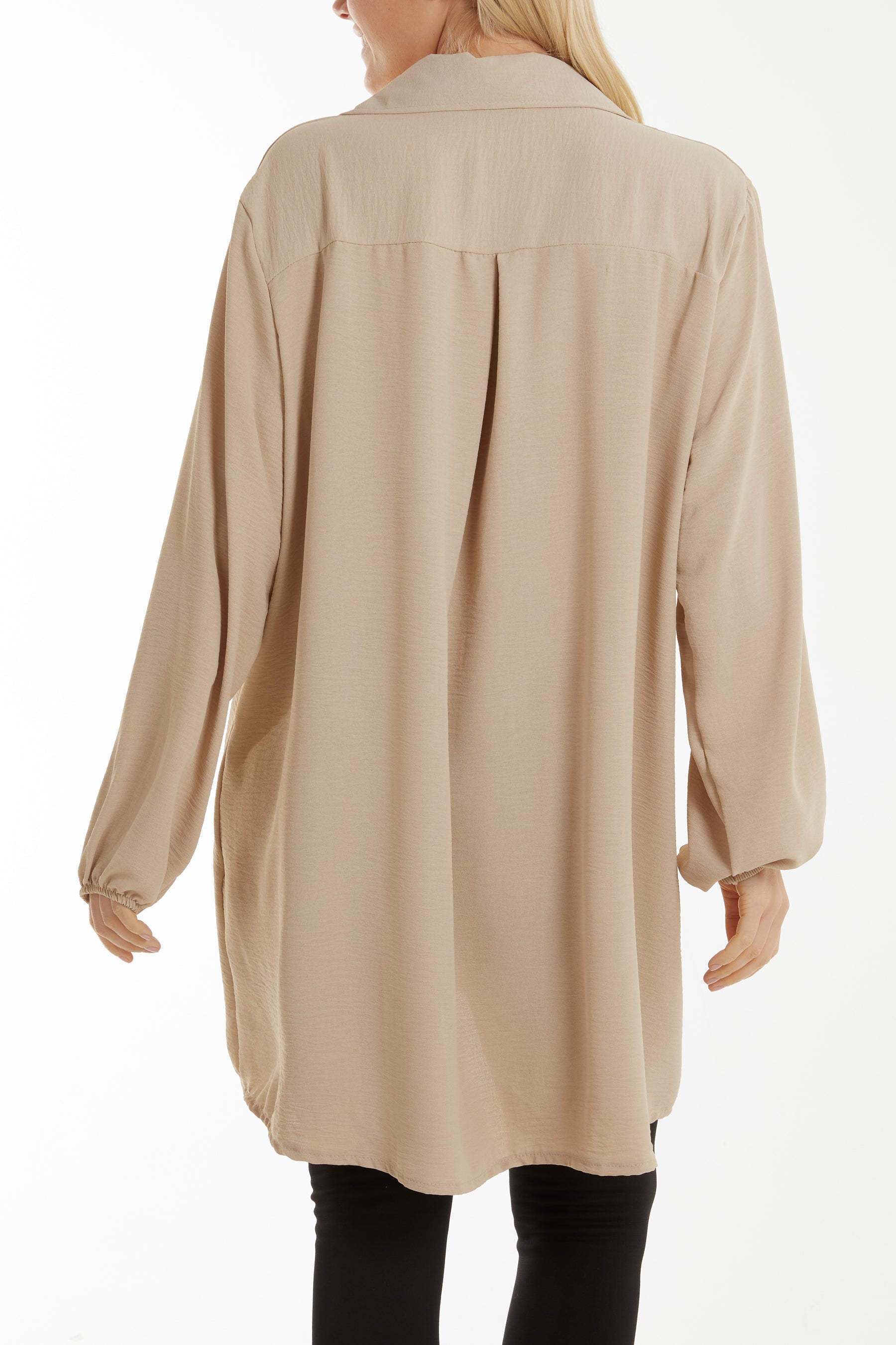 Front Flaps Long Sleeve Oversized Shirt