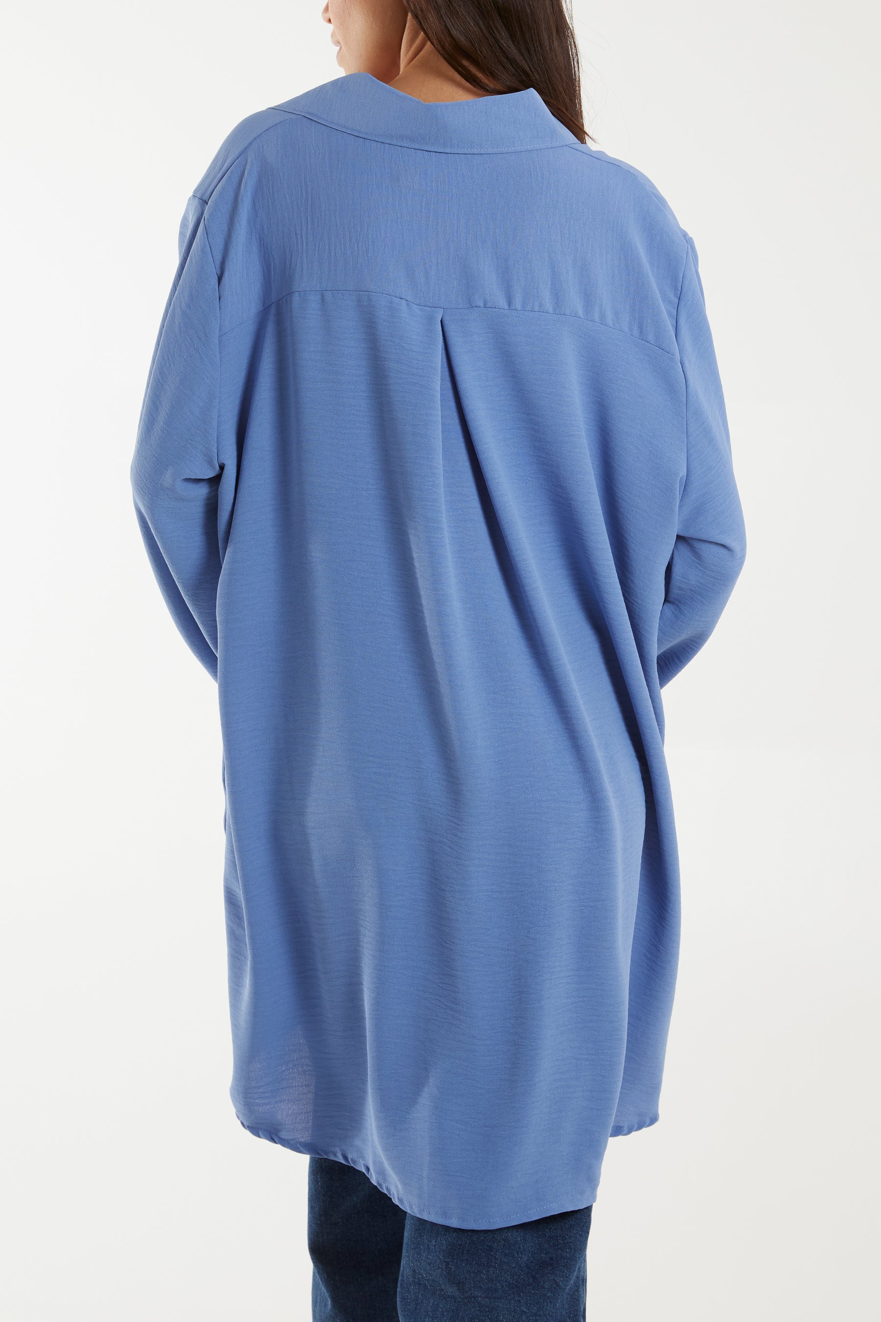 Front Flaps Long Sleeve Oversized Shirt