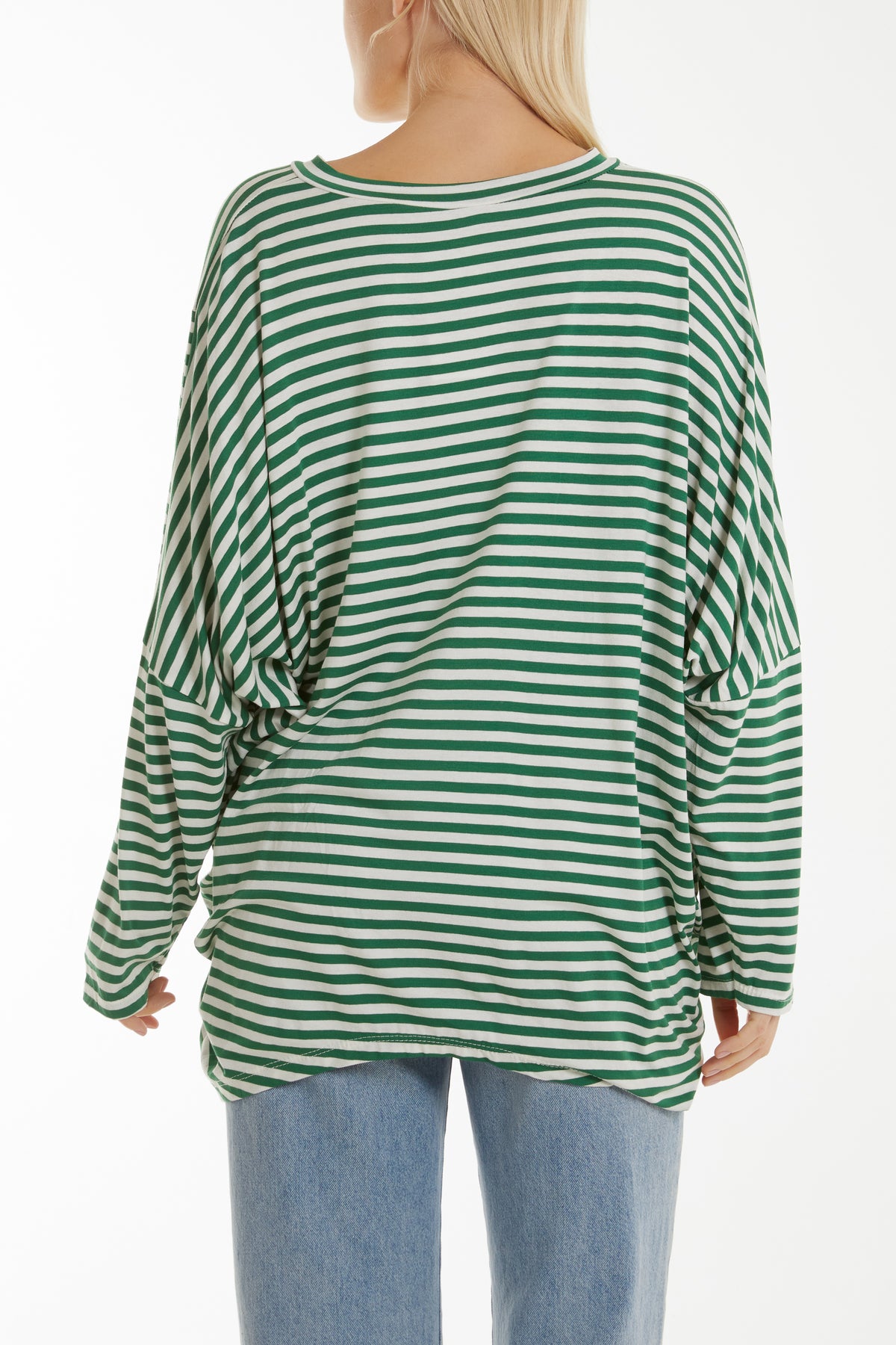 Batwing Asymmetric Hem Striped Top