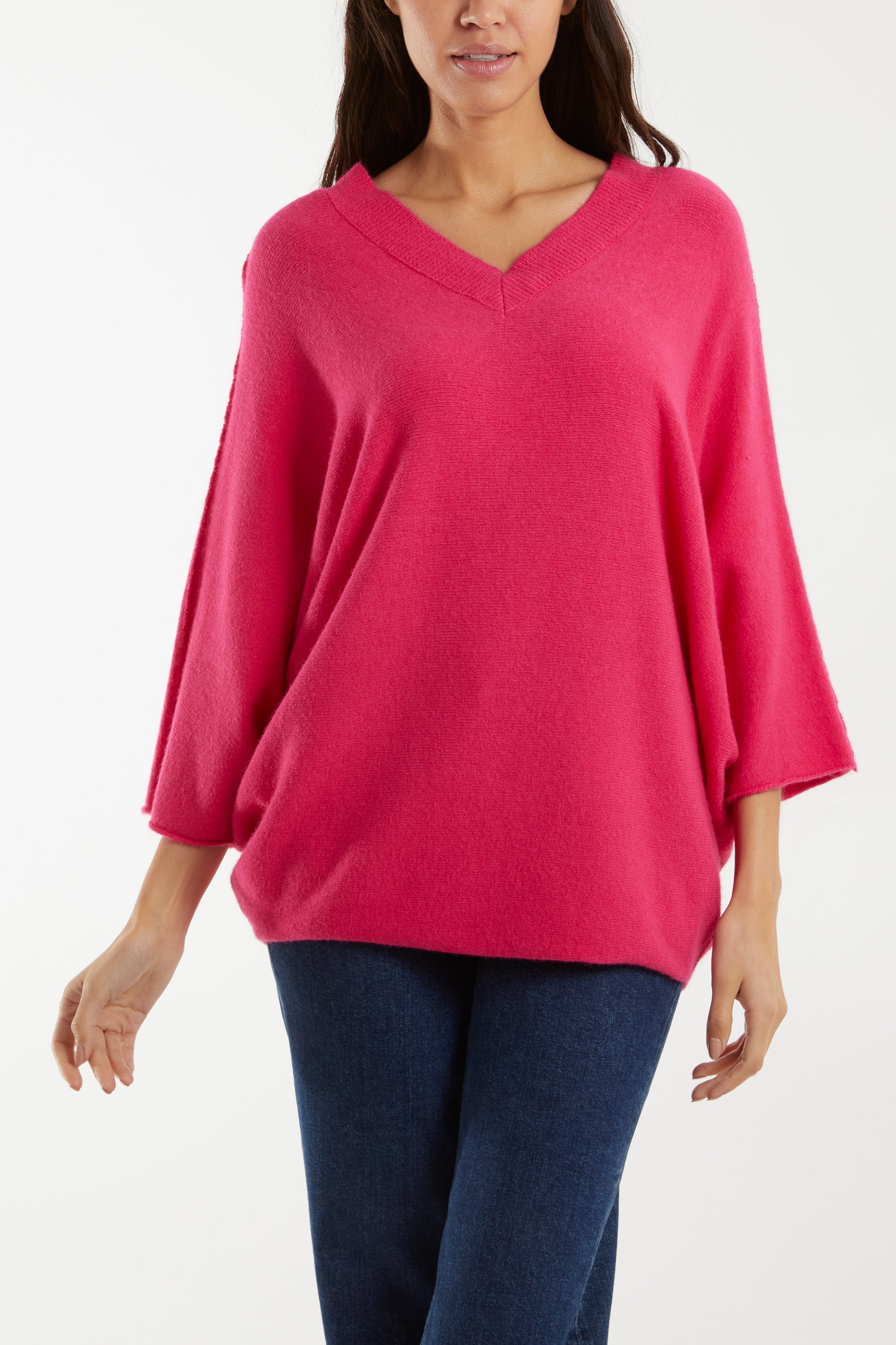 Double V Neck Soft Touch Batwing Jumper