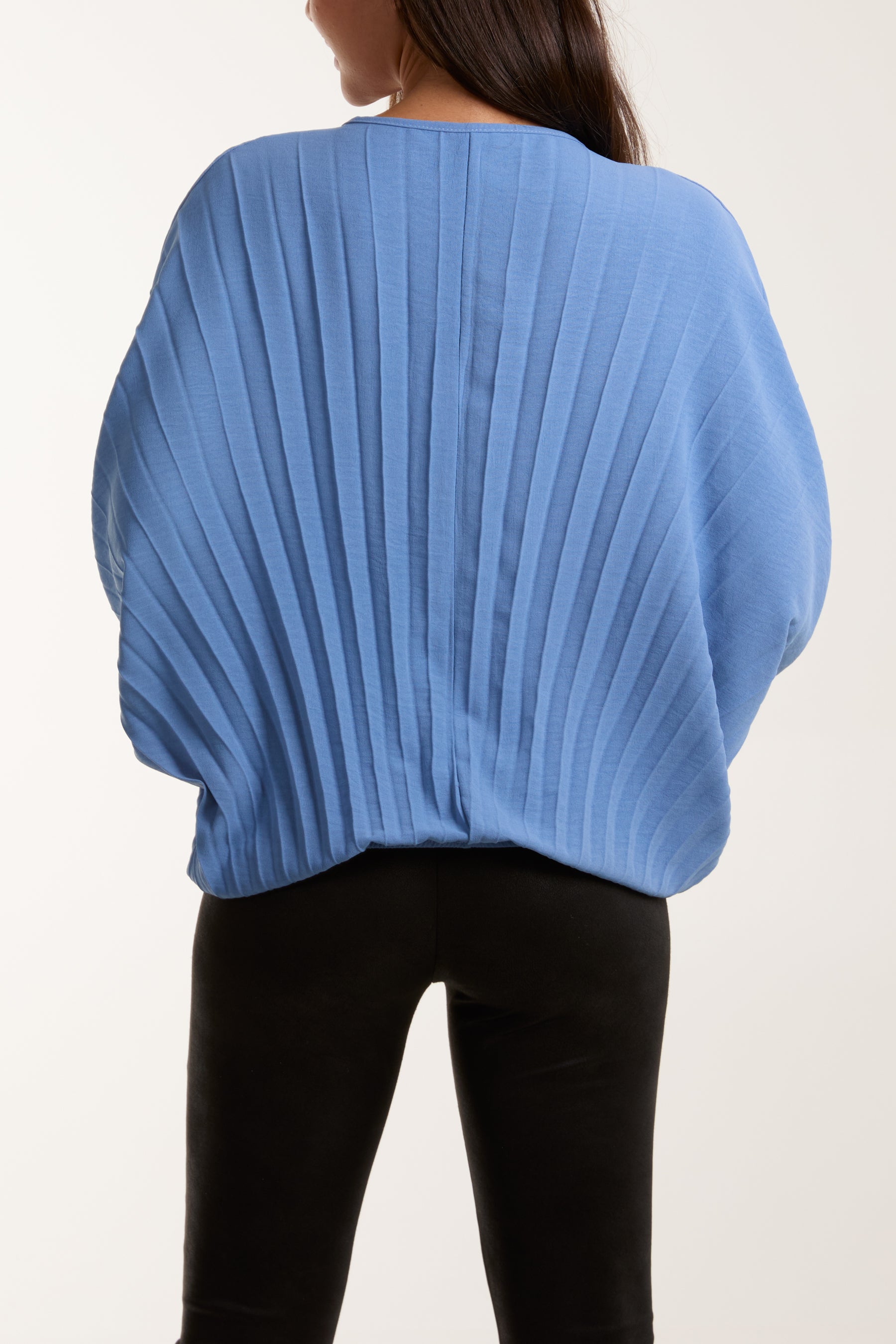 Pleated Bubble Hem Batwing Top