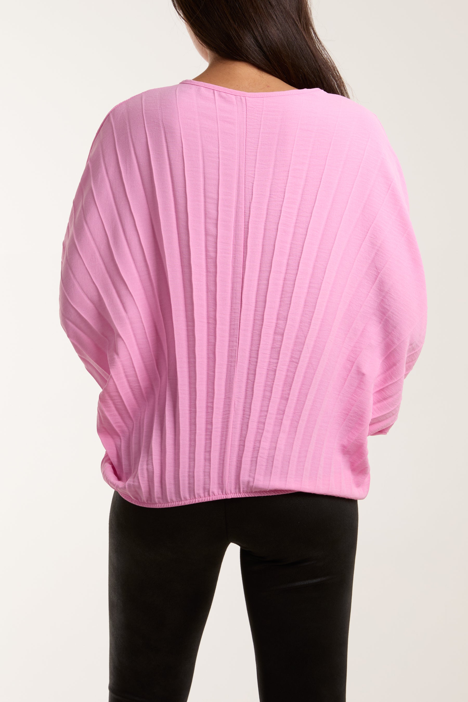 Pleated Bubble Hem Batwing Top