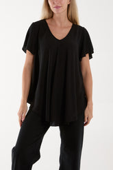 Angel Sleeve V-Neck Blouse