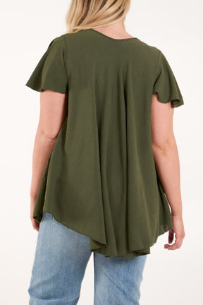 Angel Sleeve V-Neck Blouse