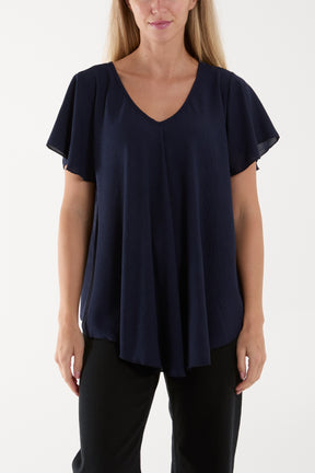 Angel Sleeve V-Neck Blouse